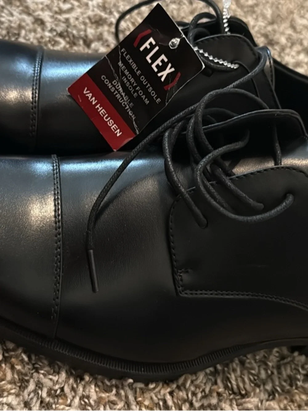 Van Heusen Black Cap-Toe Oxford Lace-Up Dress Shoes